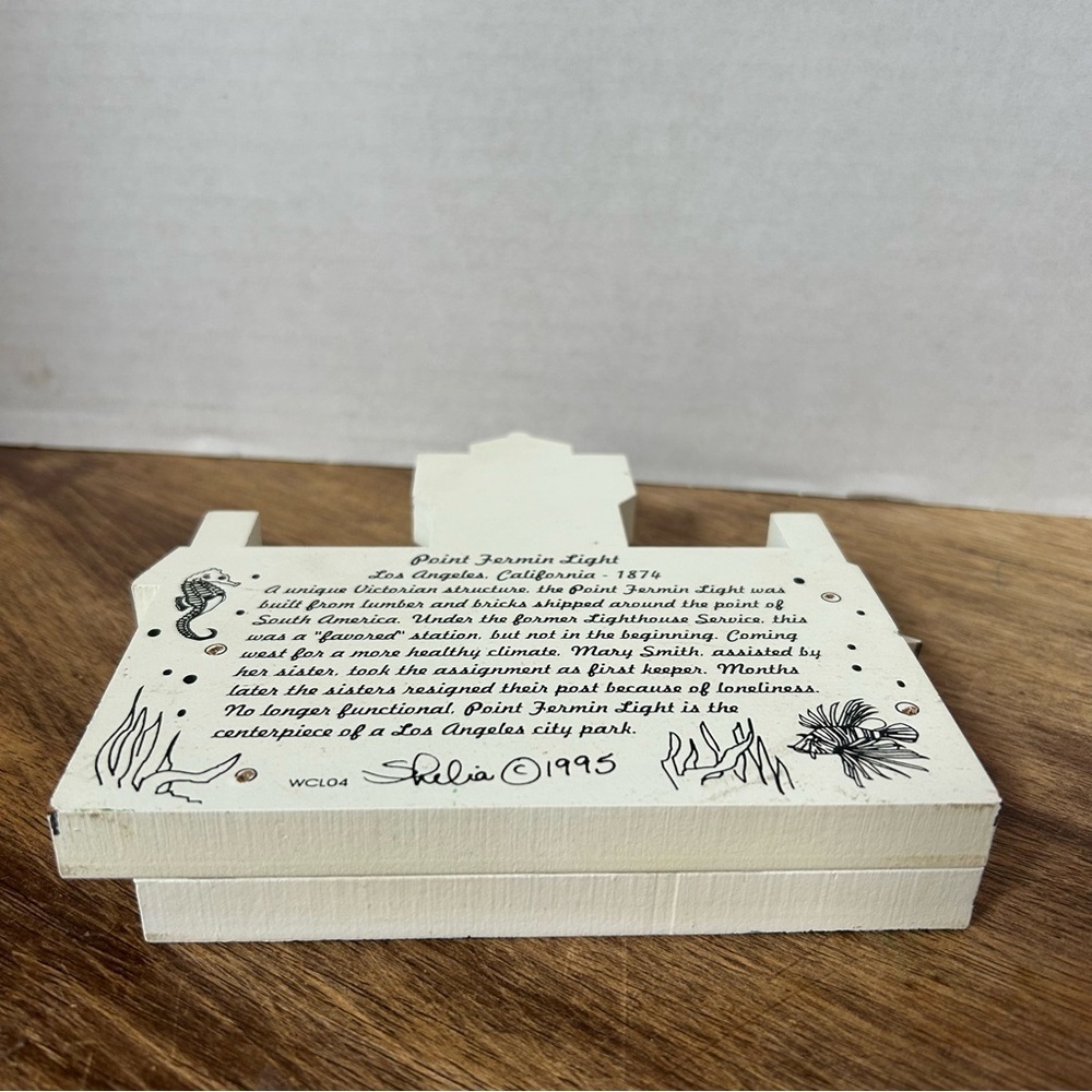 Vtg 1995 Sheila's Point Fermin Lighthouse California Wood Shelf-Sitter Decor - Picture 5 of 7